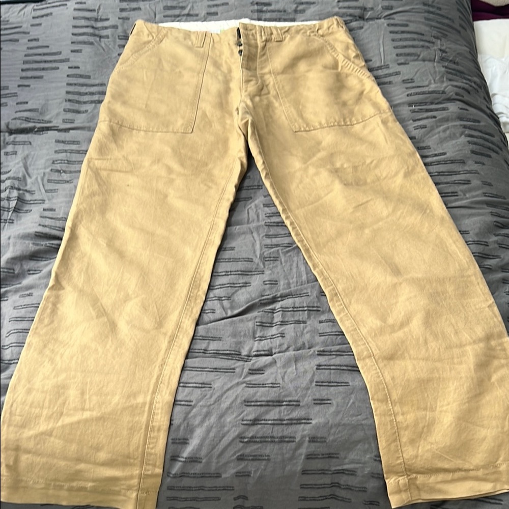 Tommy Hilfiger Tan Linen Chinos Classic Straight-Leg